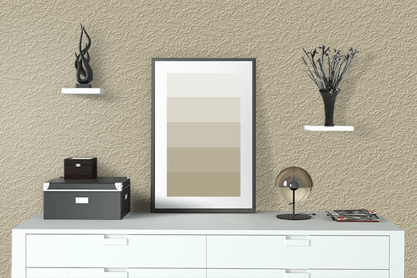 Pretty Photo frame on Khaki (HTML/CSS) color drawing room interior textured wall