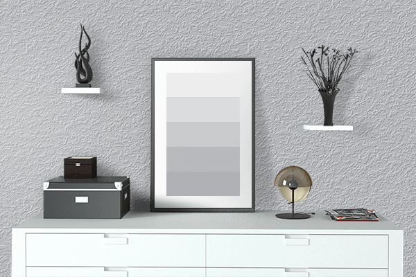 Pretty Photo frame on Chinese Silver color drawing room interior textured wall