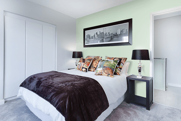 Pretty Photo frame on American Silver color Bedroom interior wall color