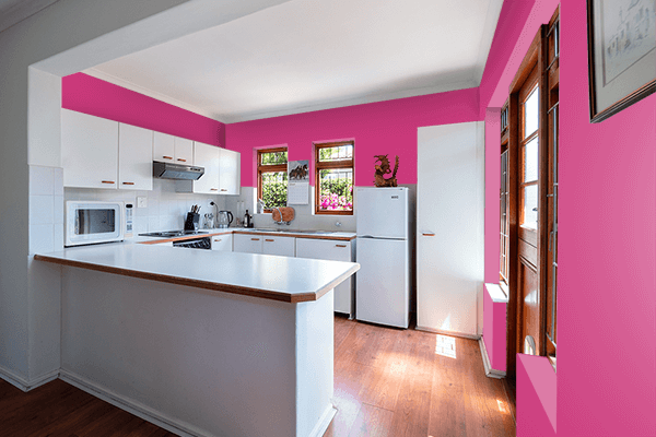 Pretty Photo frame on Fuchsia Purple color kitchen interior wall color