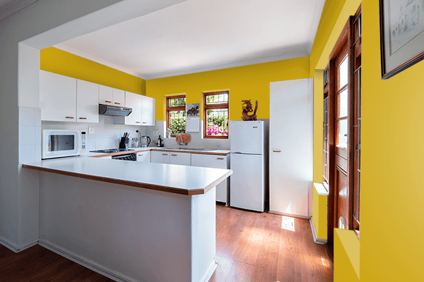Pretty Photo frame on Lemon Curry color kitchen interior wall color