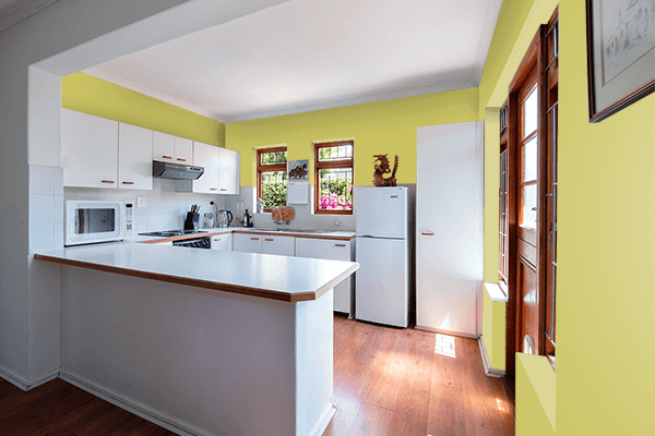 Pretty Photo frame on Dark Khaki color kitchen interior wall color
