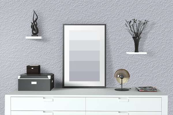 Pretty Photo frame on Languid Lavender color drawing room interior textured wall