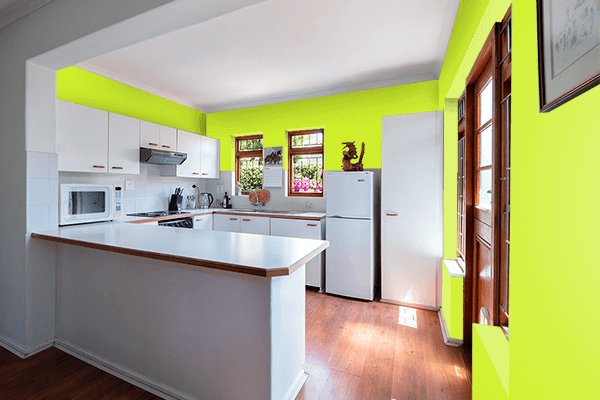 Pretty Photo frame on Pear color kitchen interior wall color