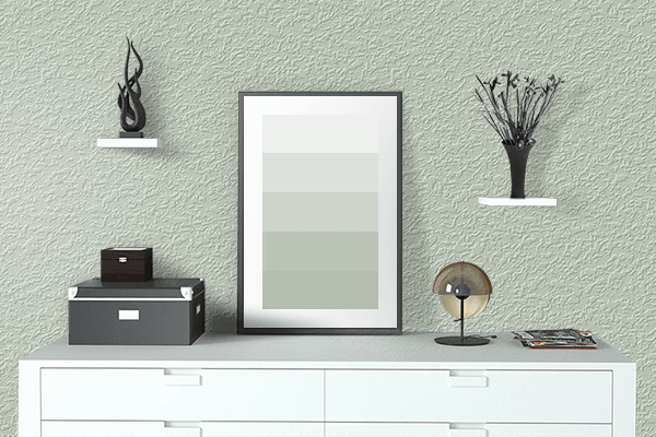 Pretty Photo frame on Light Gray color drawing room interior textured wall