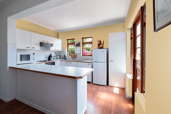 Pretty Photo frame on Tan color kitchen interior wall color