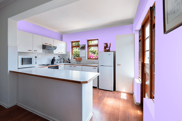 Pretty Photo frame on Lavender Blue color kitchen interior wall color
