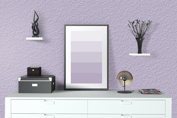 Pretty Photo frame on Languid Lavender color drawing room interior textured wall