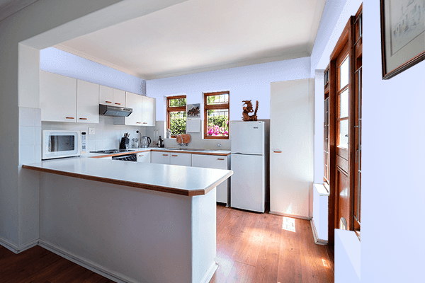 Pretty Photo frame on Pale Lavender color kitchen interior wall color