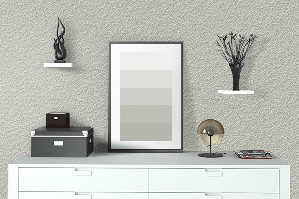 Pretty Photo frame on Pastel Gray color drawing room interior textured wall