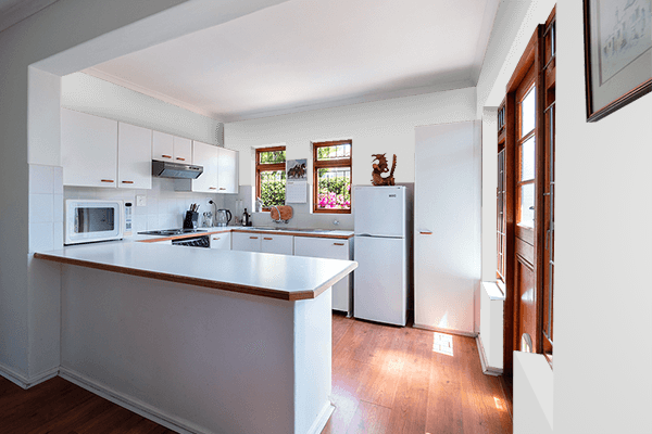 Pretty Photo frame on Light Silver color kitchen interior wall color