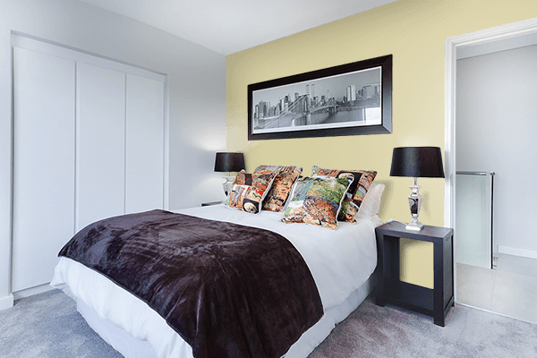 Pretty Photo frame on Dark Vanilla color Bedroom interior wall color