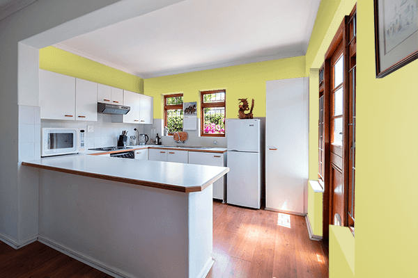 Pretty Photo frame on Straw color kitchen interior wall color