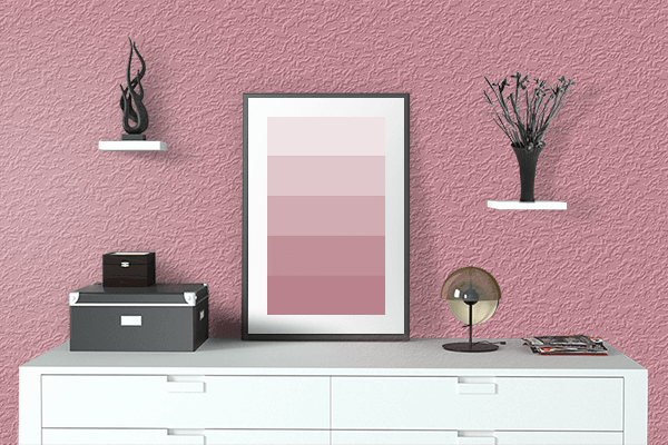 Pretty Photo frame on Shimmering Blush color drawing room interior textured wall