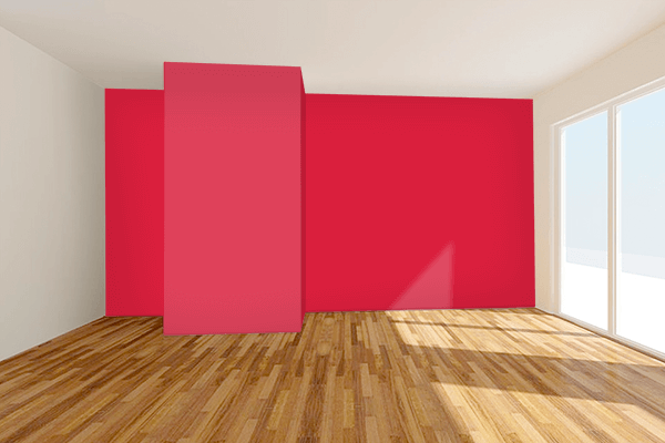 Pretty Photo frame on Crimson color Living room wal color