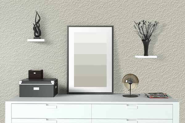 Pretty Photo frame on Bone color drawing room interior textured wall