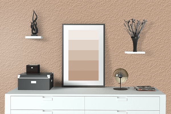 Pretty Photo frame on Tumbleweed color drawing room interior textured wall