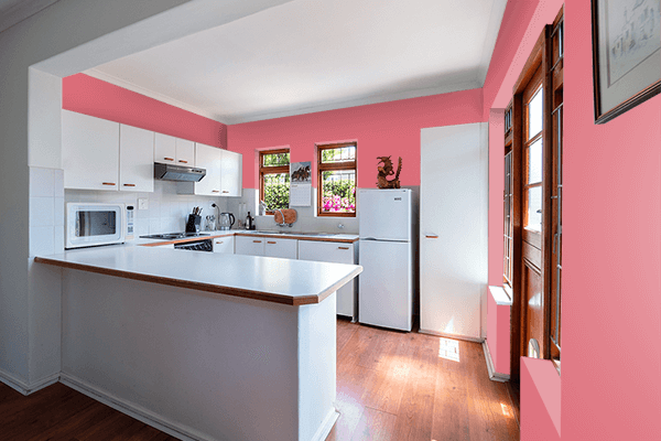 Pretty Photo frame on Candy Pink color kitchen interior wall color