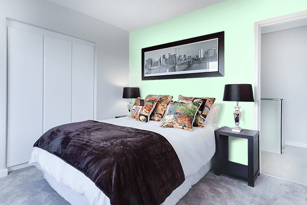 Pretty Photo frame on Nyanza color Bedroom interior wall color