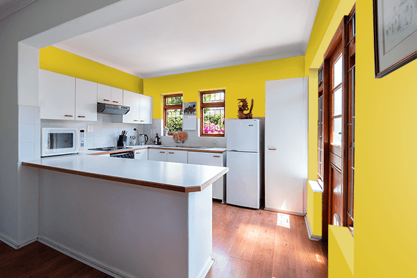 Pretty Photo frame on Urobilin color kitchen interior wall color