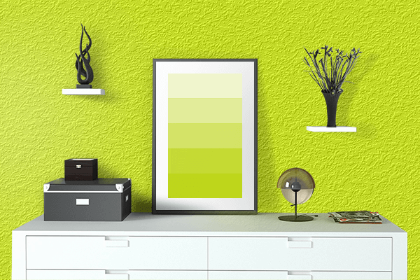 Pretty Photo frame on Chartreuse (Traditional) color drawing room interior textured wall