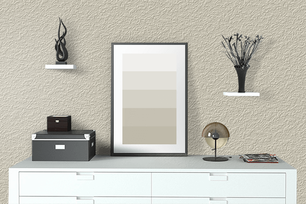Pretty Photo frame on Bone color drawing room interior textured wall