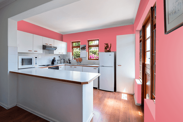 Pretty Photo frame on Candy Pink color kitchen interior wall color