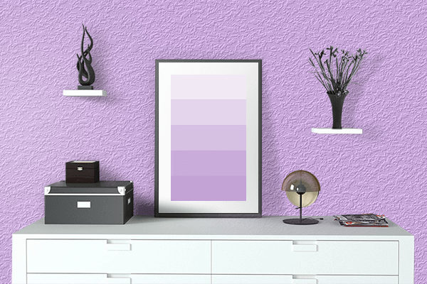 Pretty Photo frame on Mauve color drawing room interior textured wall