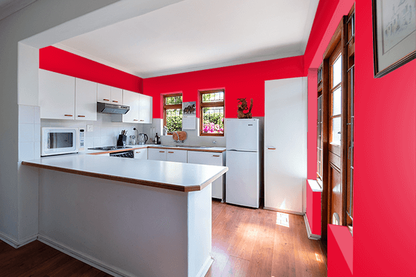 Pretty Photo frame on Spanish Red color kitchen interior wall color
