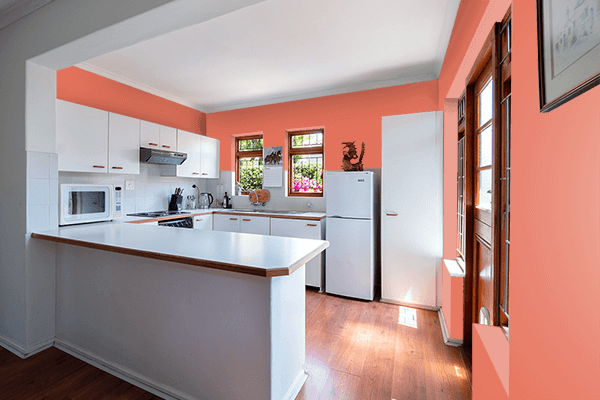 Pretty Photo frame on Terra Cotta color kitchen interior wall color