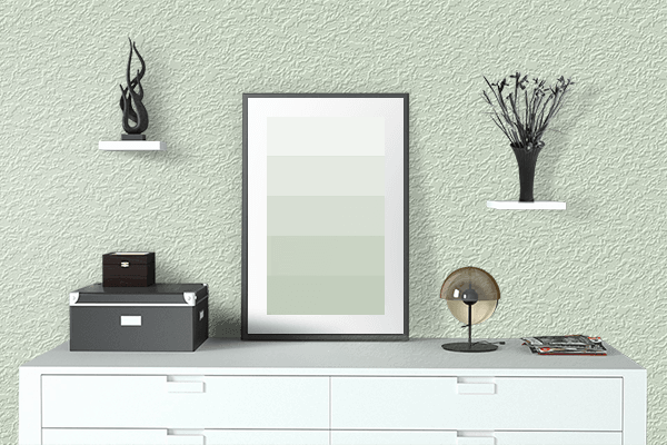 Pretty Photo frame on Nyanza color drawing room interior textured wall