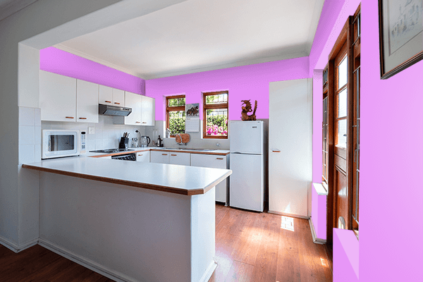 Pretty Photo frame on Bright Lilac color kitchen interior wall color