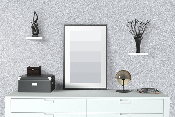 Pretty Photo frame on Bright Gray color drawing room interior textured wall