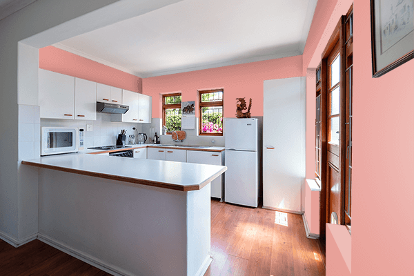 Pretty Photo frame on Ruddy Pink color kitchen interior wall color