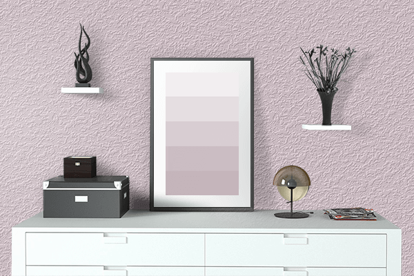 Pretty Photo frame on Queen Pink color drawing room interior textured wall