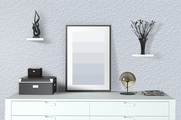 Pretty Photo frame on Alice Blue color drawing room interior textured wall