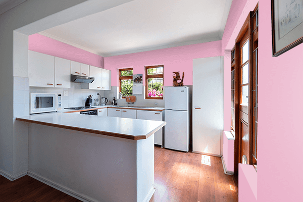 Pretty Photo frame on Pink Pearl color kitchen interior wall color