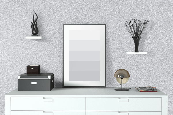Pretty Photo frame on Bright Gray color drawing room interior textured wall