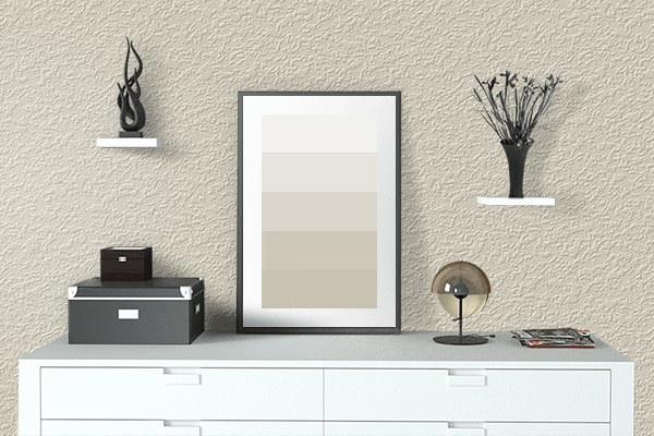 Pretty Photo frame on Dirty White color drawing room interior textured wall