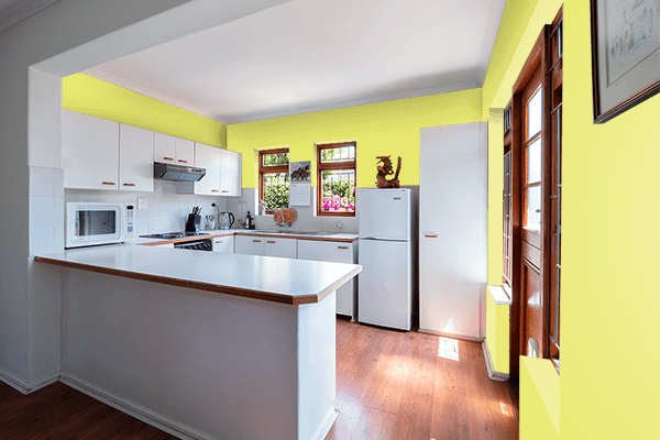 Pretty Photo frame on Sunny color kitchen interior wall color