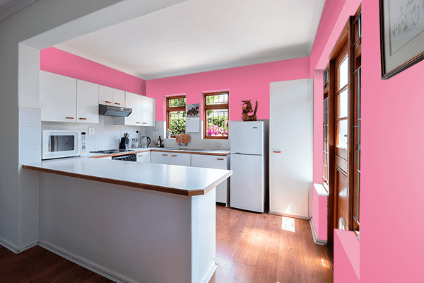 Pretty Photo frame on Cyclamen color kitchen interior wall color