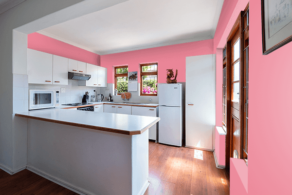 Pretty Photo frame on Ruddy Pink color kitchen interior wall color