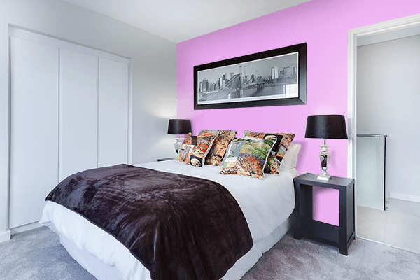 Pretty Photo frame on Rich Brilliant Lavender color Bedroom interior wall color