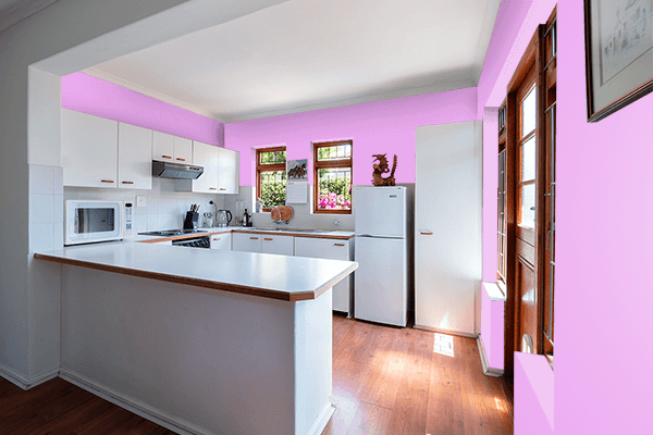 Pretty Photo frame on Rich Brilliant Lavender color kitchen interior wall color