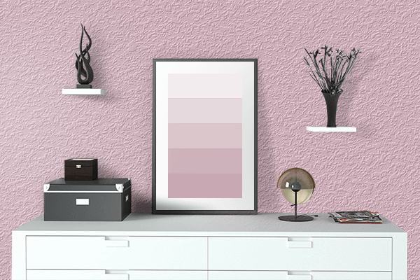 Pretty Photo frame on Orchid Pink color drawing room interior textured wall