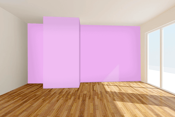 Pretty Photo frame on Rich Brilliant Lavender color Living room wal color