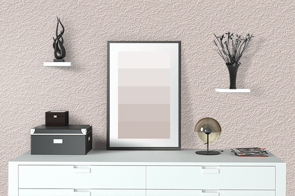Pretty Photo frame on Champagne Pink color drawing room interior textured wall