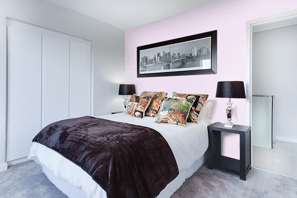 Pretty Photo frame on Bright Gray color Bedroom interior wall color