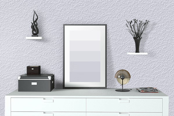 Pretty Photo frame on Alice Blue color drawing room interior textured wall