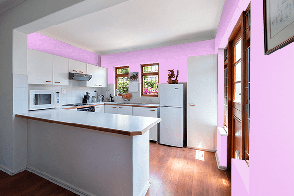 Pretty Photo frame on Brilliant Lavender color kitchen interior wall color